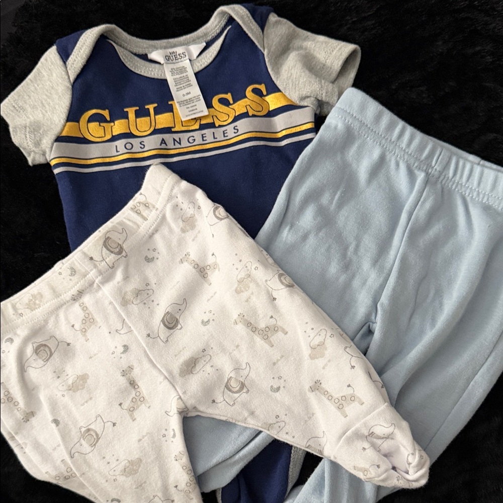 Guess Infant Set with Navy, Gray, and Light Blue